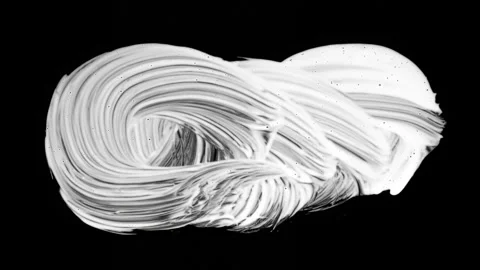 Paint Brush Stroke White Leaking and Dripping isolated on Black Background Stock Footage 222124430