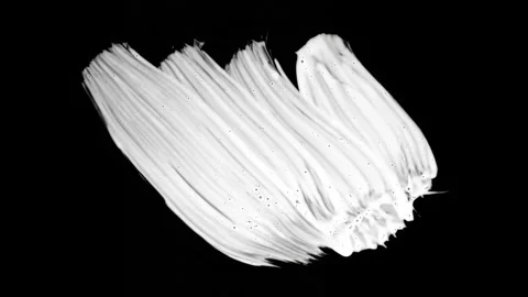 Paint Brush Stroke White Leaking and Dripping isolated on Black Background Stock Footage 222126073