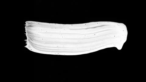 Paint Brush Stroke White Leaking and Dripping isolated on Black Background Stock Footage 222126575