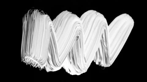 Paint Brush Stroke White Leaking and Dripping isolated on Black Background Stock Footage 222126609