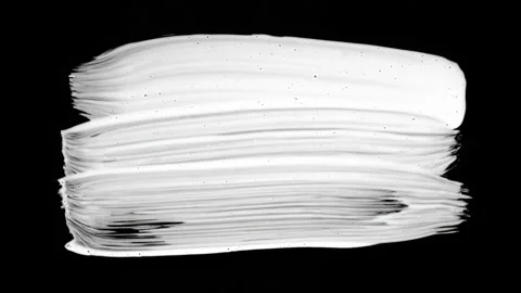Paint Brush Stroke White Leaking and Dripping isolated on Black Background Stock Footage 222126797