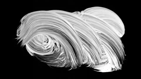 Paint Brush Stroke White Leaking and Dripping isolated on Black Background Stock Footage 222127502
