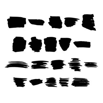 Paint brush strokes elements, freehand artistic water color abstract shape .. Stock Illustration