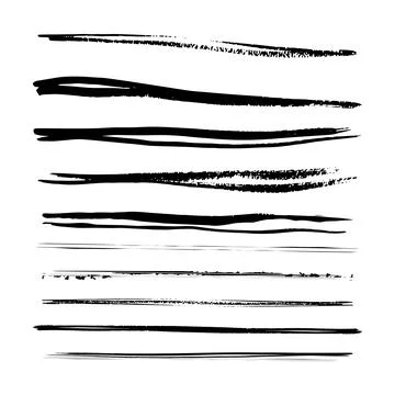 Paint brush strokes elements, freehand artistic water color abstract shape .. Illustrazione stock