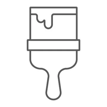 Paint brush thin line icon, tool and repair Stock Illustration