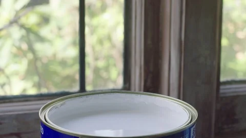 Paint brush in tin Stock Footage 128462368