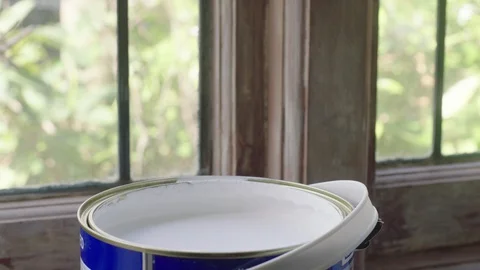 Paint brush in tin Stock Footage 128463287