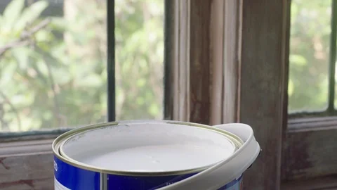 Paint brush in tin Stock Footage 128463606