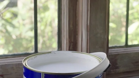 Paint brush in tin Stock Footage 128464405