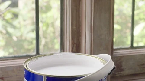 Paint brush in tin Stock Footage 128464526