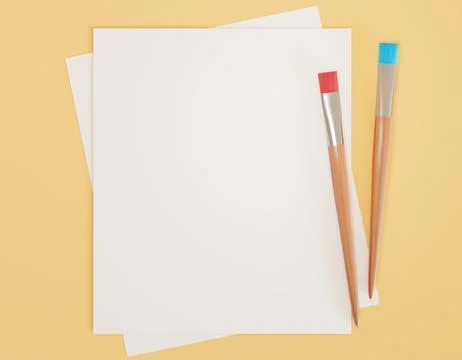 Paint brushes and blank papers Stock Illustration