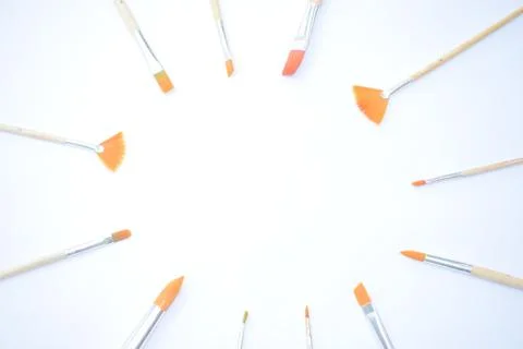 Paint brushes on a blank background 스톡 사진