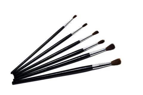 Paint brushes close up, isolate on a white background Stock Photos