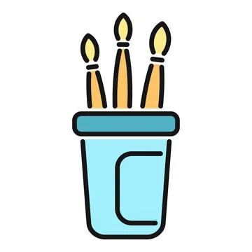 Paint brushes in a cup for drawing and painting icon Stock Illustration