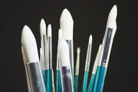 Paint brushes of different sizes Stock Photos