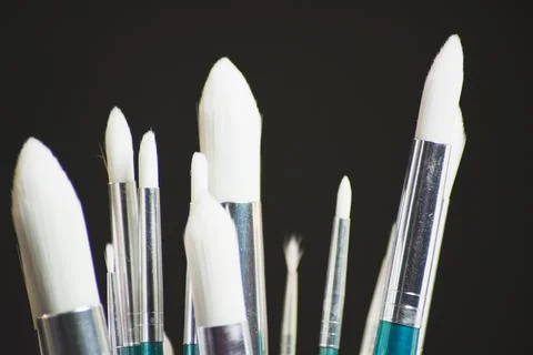Paint brushes of different sizes Stock Photos