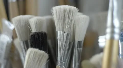 Paint brushes Stock Footage 12591017
