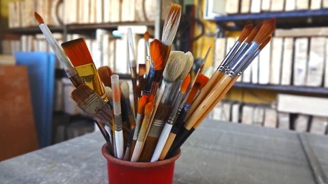 Paint brushes Stock Footage 118017826