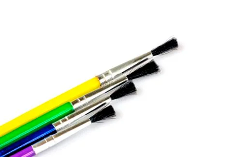 Paint brushes isolated on white background Stock Photos