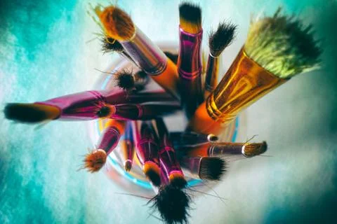 Paint brushes in jar Stock Photos