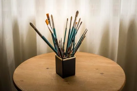 Paint brushes in jar Stock Photos