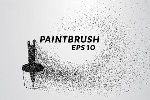 Paint brushes from particles. Paint brushes in a glass scattered on the circl Stock Illustration