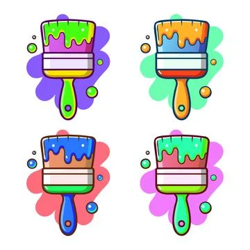 Paint brushes set. Colorful vector illustration for your design Stock Illustration