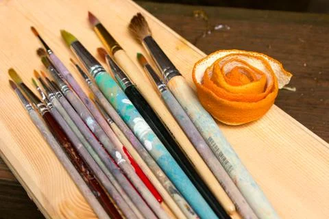 Paint brushes in the sun Stock Photos