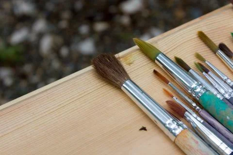 Paint brushes in the sun Stock Photos