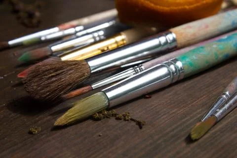 Paint brushes in the sun Foto stock
