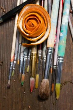 Paint brushes in the sun Foto stock