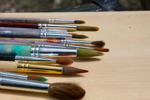 Paint brushes in the sun Stock Photos