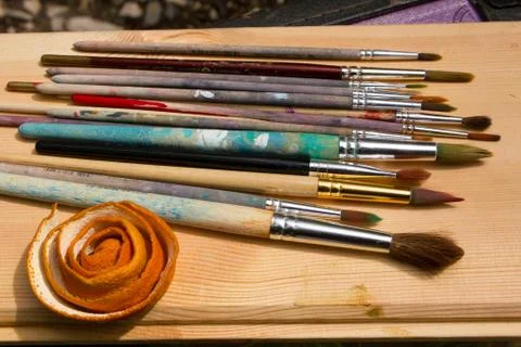 Paint brushes in the sun Stock Photos