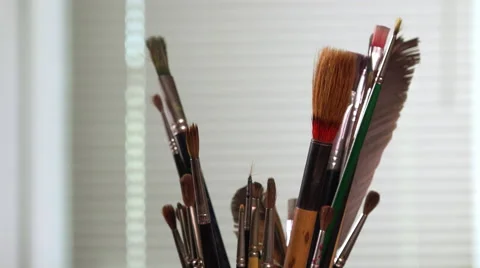 Paint brushes turning Video stock 54119462