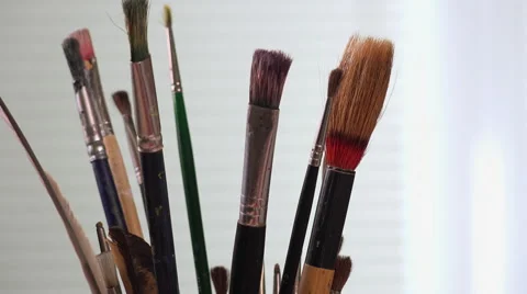 Paint brushes turning Video stock 54123348