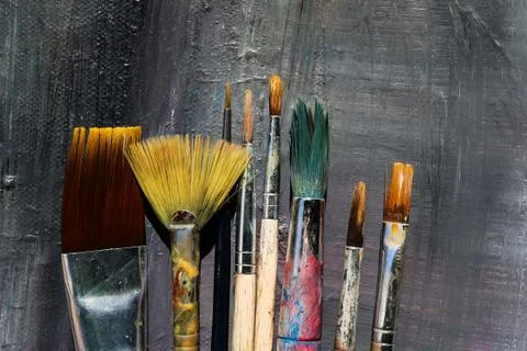 Paint brushes used 库存照片