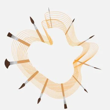 Paint brushes vector creavie draw logo, logotype for painter,  drawing school Stock Illustration