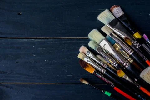 Paint btushes background 库存照片