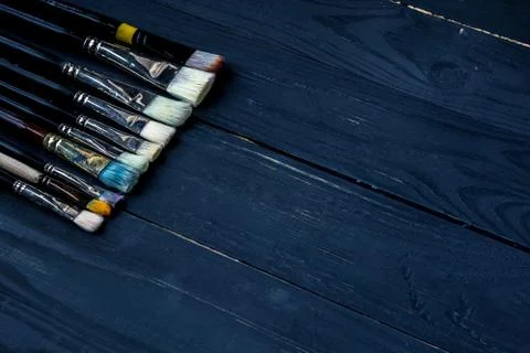 Paint btushes background 库存照片