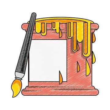 Paint bucket and brush scribble Ilustración de archivo