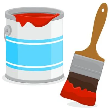 Paint bucket and a brush. Vector illustration Stock Illustration