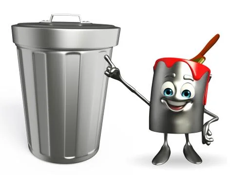 Paint bucket character with dustbin Illustrazione stock