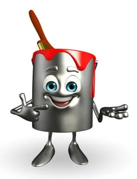 Paint bucket character is presenting Stock Illustration