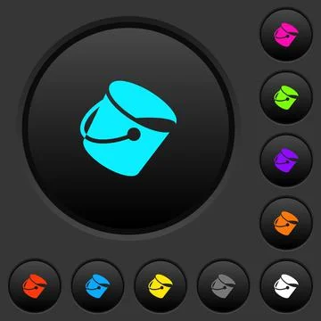 Paint bucket dark push buttons with color icons Stock-Illustration