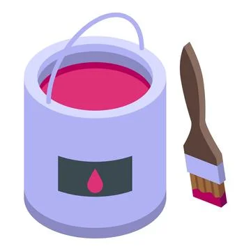 Paint bucket icon isometric vector. Worker engineer Stock Illustration