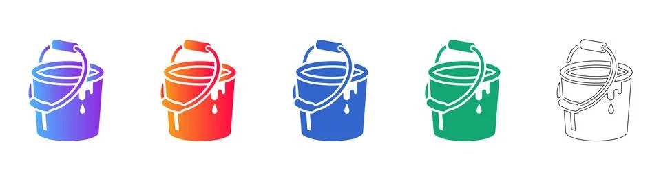 Paint Bucket Icon Set for Creative Projects Stock Illustration