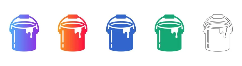 Paint Bucket Icon Set Stock Illustration