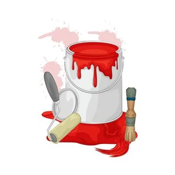 Paint Bucket Illustration Ilustração Stock