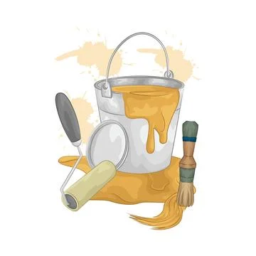 Paint Bucket Illustration Ilustração Stock