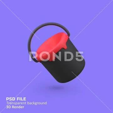 Paint bucket isolated 3d render icon illustration Template PSD